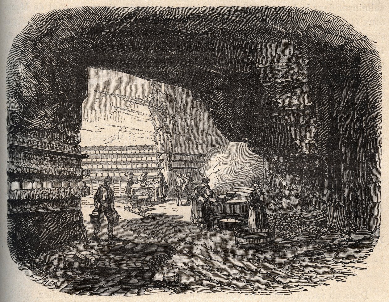 Juustot - Roquefort-kellarit - kaiverrus "" PATRIE" - KUVAUS PECTUREQUIREQUE DE LA FRANCE 6 NITEESSÄ LUCIEN HUARD - 1800-luvun loppu tekijältä Unknown artist