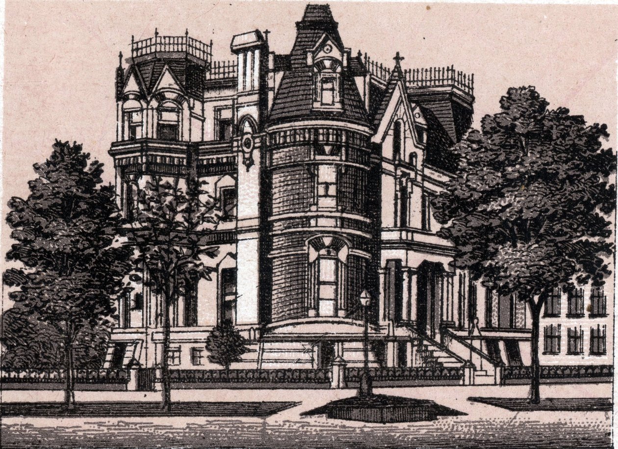 Chicago, Yhdysvallat: näkymä Prairie Avenuen ja 22nd Streetin kulmasta. kirjassa "" Maailma havainnollistaa 168 näkymää"" Päiväämätön (1800-luvun loppu) tekijältä Unknown artist