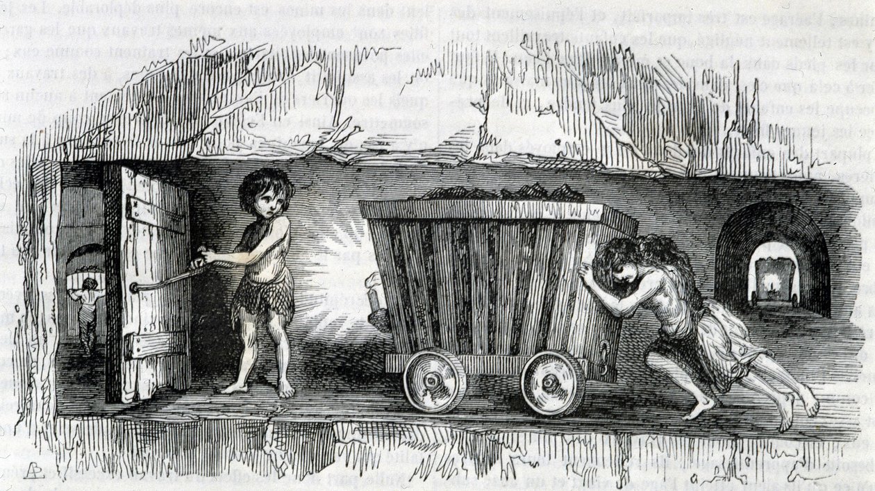 Lapset työskentelevät hiilikaivoksissa Englannissa tekijältä Unknown artist