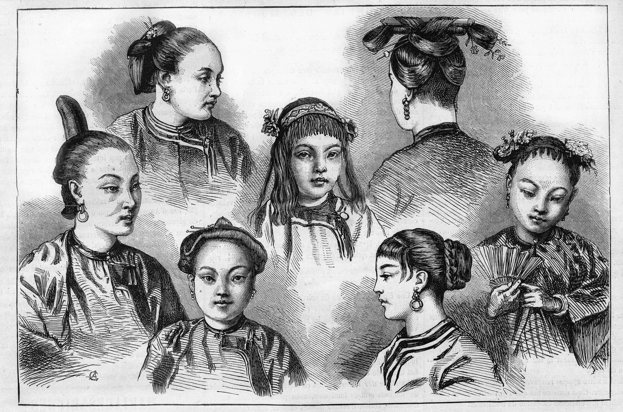 Kiinalainen muoti ja kampaukset 1800-luvulla. tekijältä Unknown artist