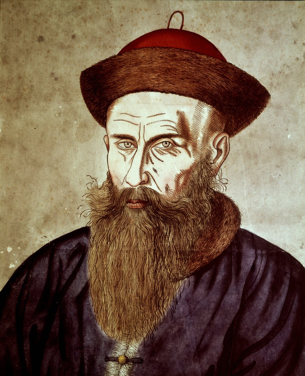 Kiinalainen muotokuva Johann Adam Schall von Bellistä (1592 - 1666), saksalaisesta jesuiittalähetyssaarnaajasta, joka johti tähtitieteellistä observatoriota Pekingissä. tekijältä Unknown artist