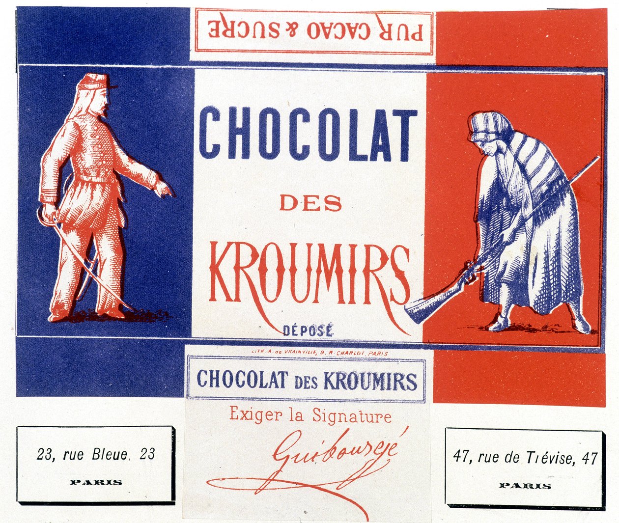 Kroumirien suklaa. Mainosmerkki tekijältä Unknown artist