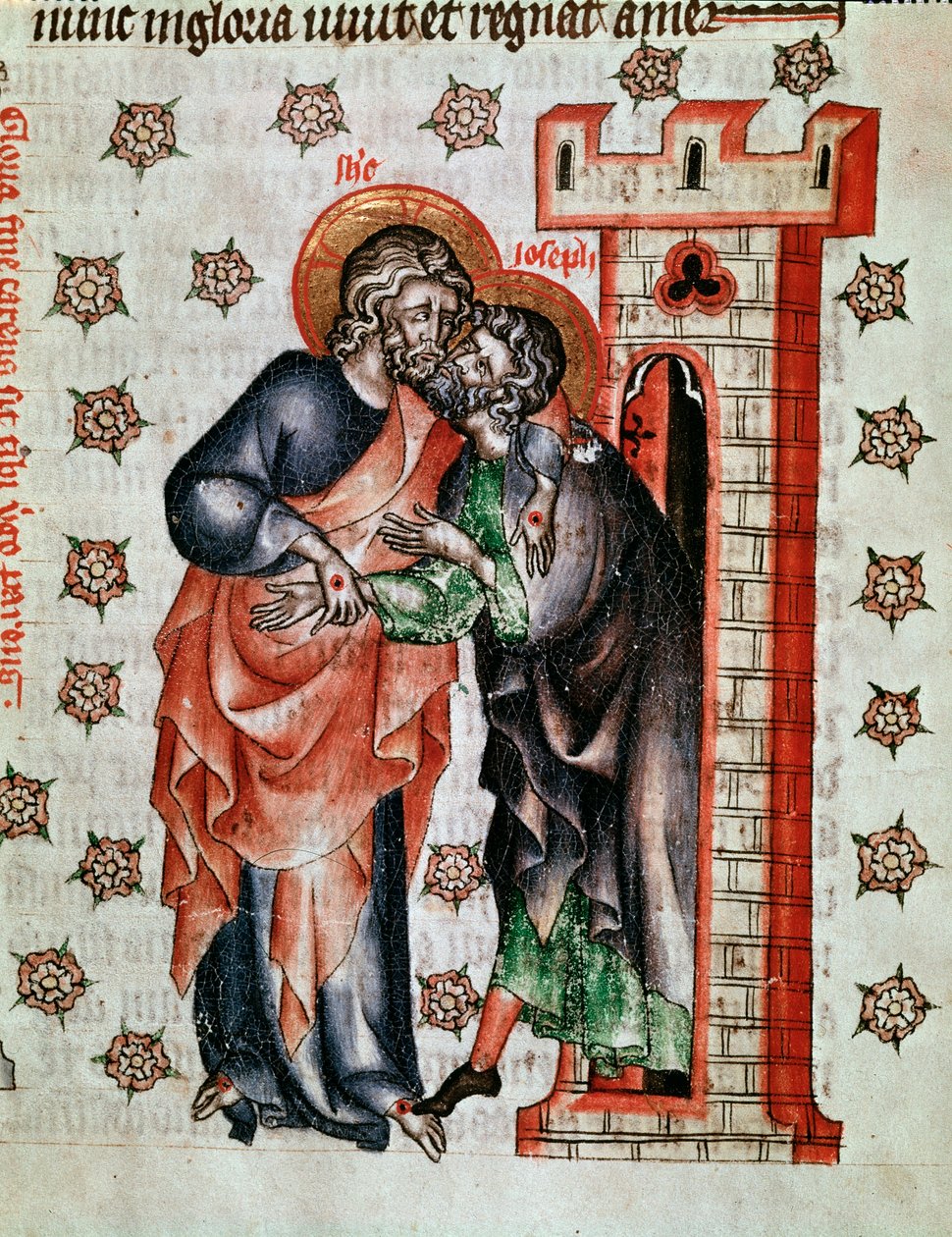 Kristuksen jäähyväiset (Jeesuksen Kristuksen ja Joosefin jäähyväiset) Pienoiskuva maalattu "Abbess Cunegonden kärsimys" tekijältä Unknown artist
