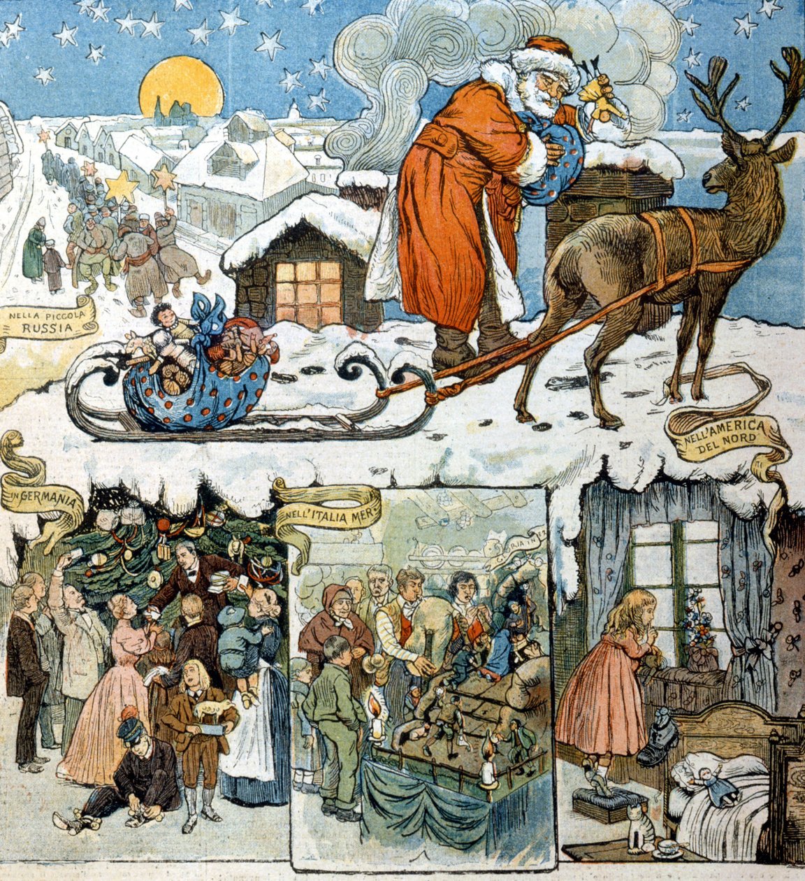 Joulutapa eri maissa: Venäjällä, Saksassa, Italiassa ja Etelä-Amerikassa. 1892 tekijältä Unknown artist