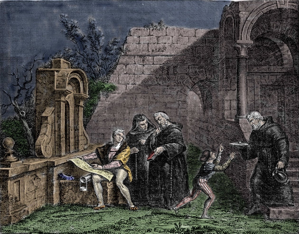 Kristoffer Kolumbus Santa Maria de Rabidan luostarissa Andalusiassa. tekijältä Unknown artist