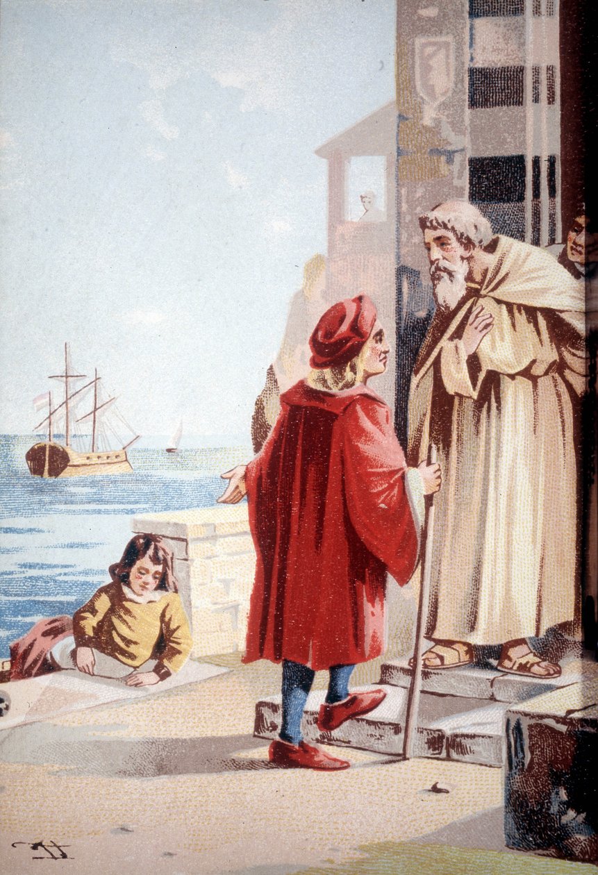 Kristoffer Kolumbuksen lapsuus. 1800-luvun kromolitografia. tekijältä Unknown artist