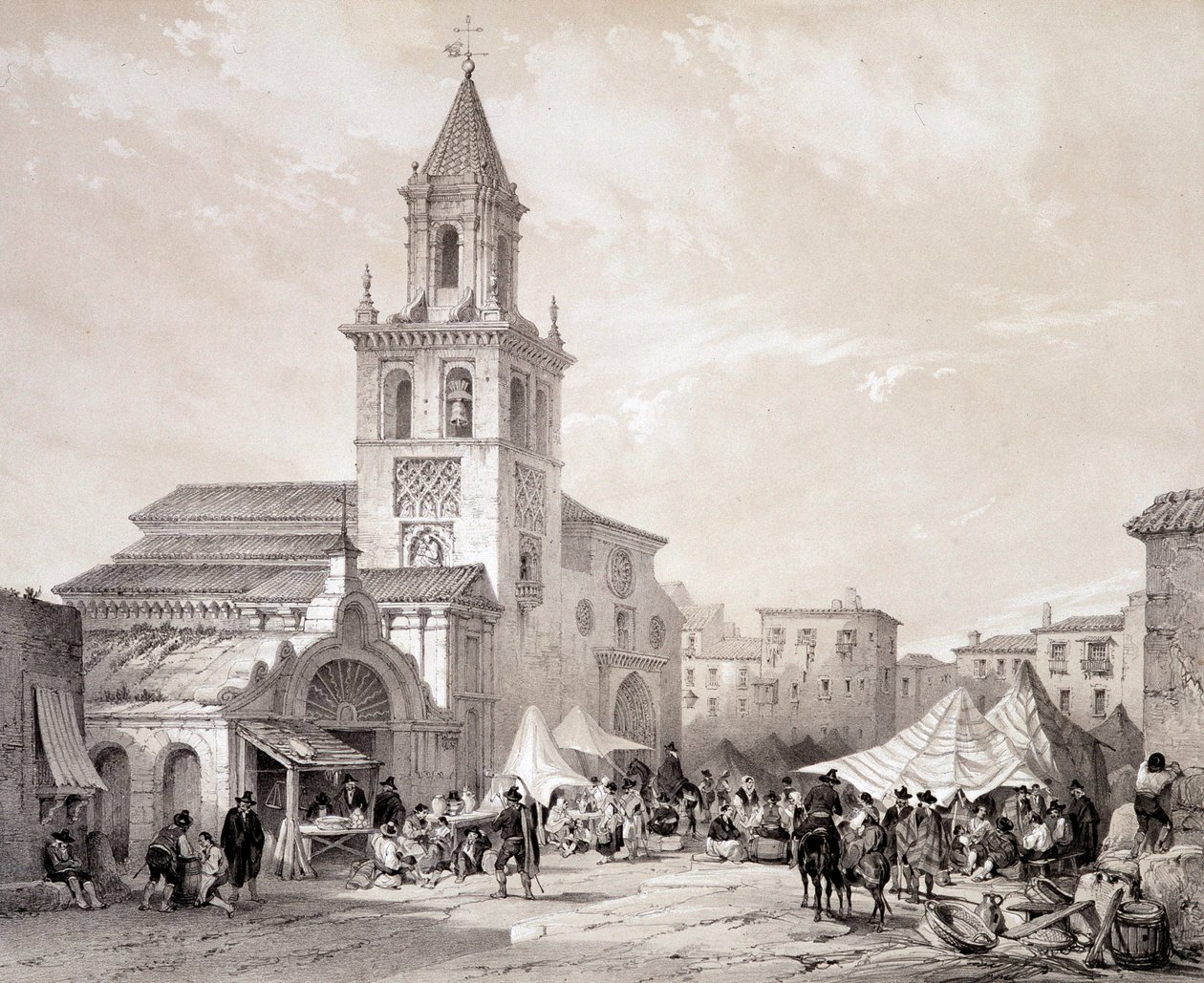 Feria kirkko Sevillassa, "Espanjan kuuluisien paikkojen ja monumenttien taiteellinen ja monumentaalinen Espanja" Don Genaro Perez de Villa tekijältä Unknown artist
