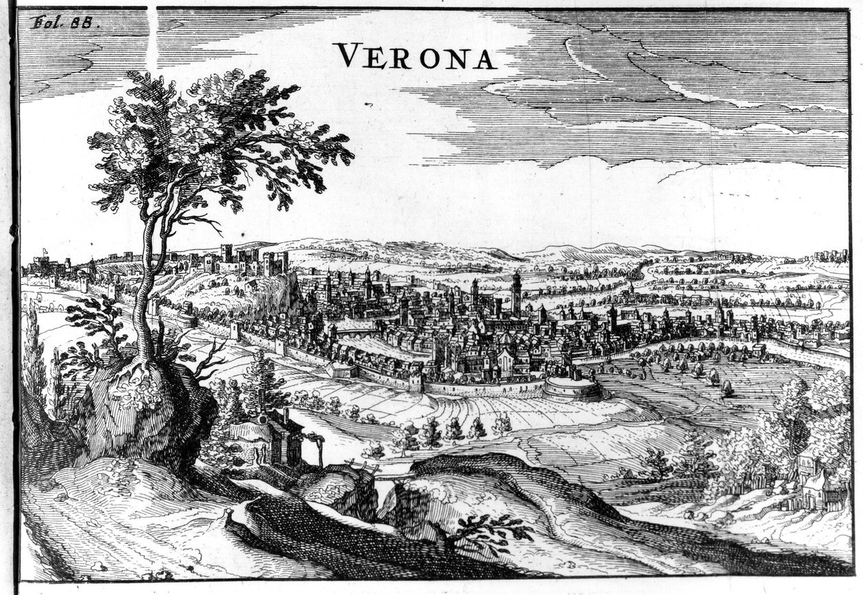 Veronan kaupungin kartta 16th. tekijältä Unknown artist