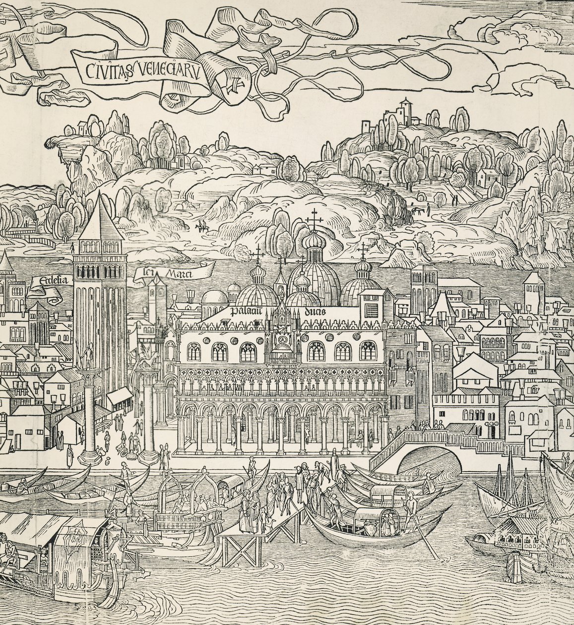 Venetsian kaupunki, Italia, kaiverrus tekijältä Unknown artist