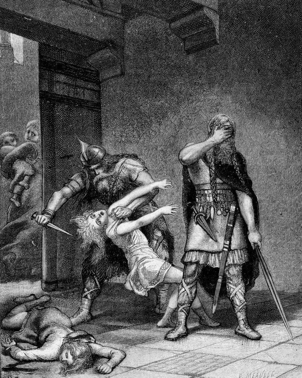 Clotaire (Clothaire) I (v.497-561) ja Childebert I, frankkien kuninkaat, murhasivat veljensä Clodomirin (495-524) kaksi poikaa. tekijältä Unknown artist