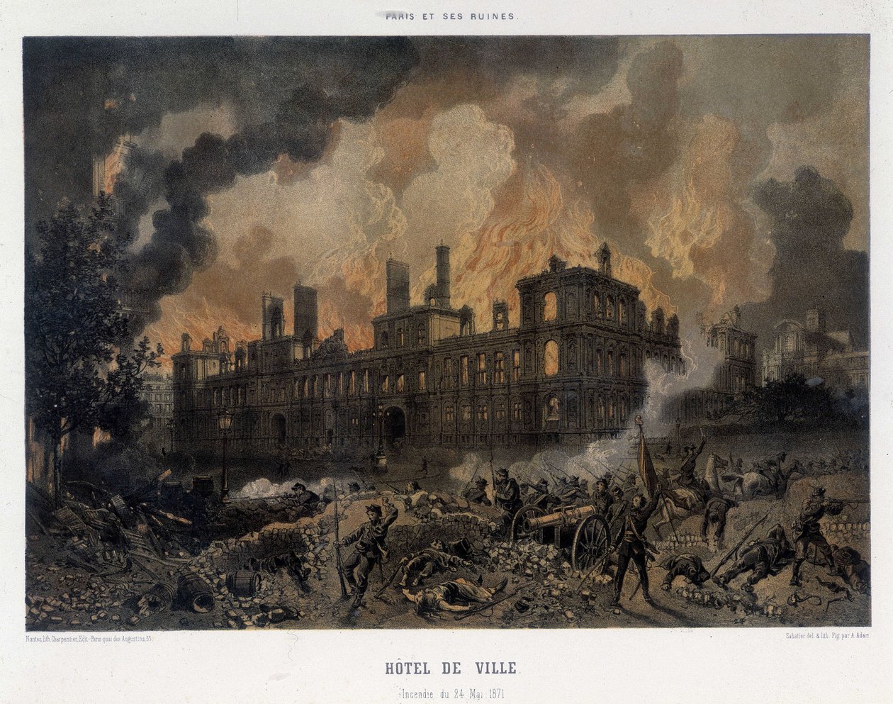 Commune de Paris: Pariisin kaupungintalon palo 24. toukokuuta tekijältä Unknown artist