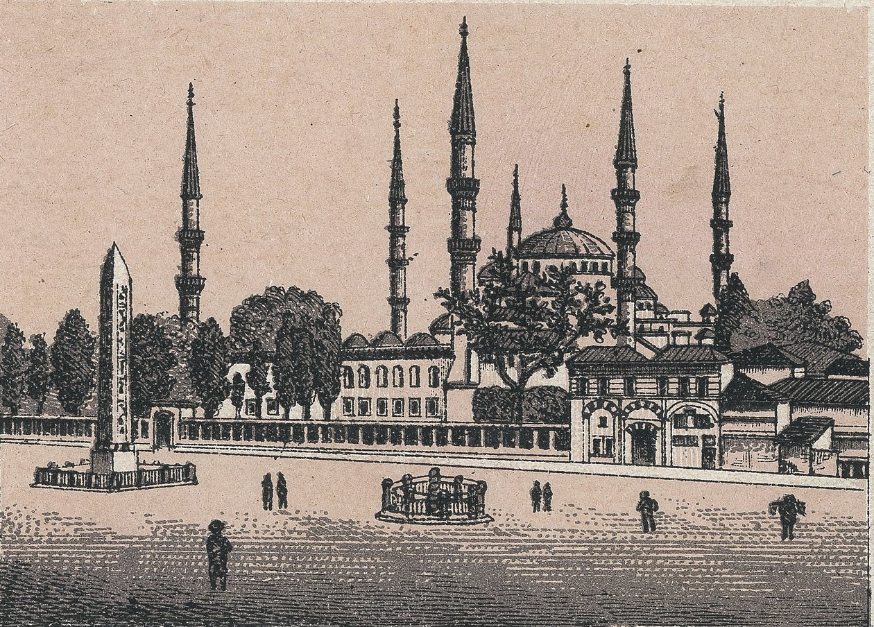 Konstantinopoli, Turkki: näkymä Sultan Achmedin moskeijasta (Sulttaani Achmedin moskeija). kirjassa "" Maailma havainnollistaa 168 näkymää"" Päiväämätön (1800-luvun loppu) tekijältä Unknown artist