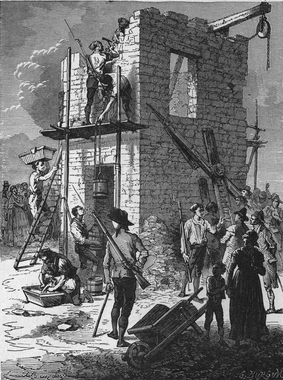 Lennätinaseman rakentaminen vuonna 1793. tekijältä Unknown artist