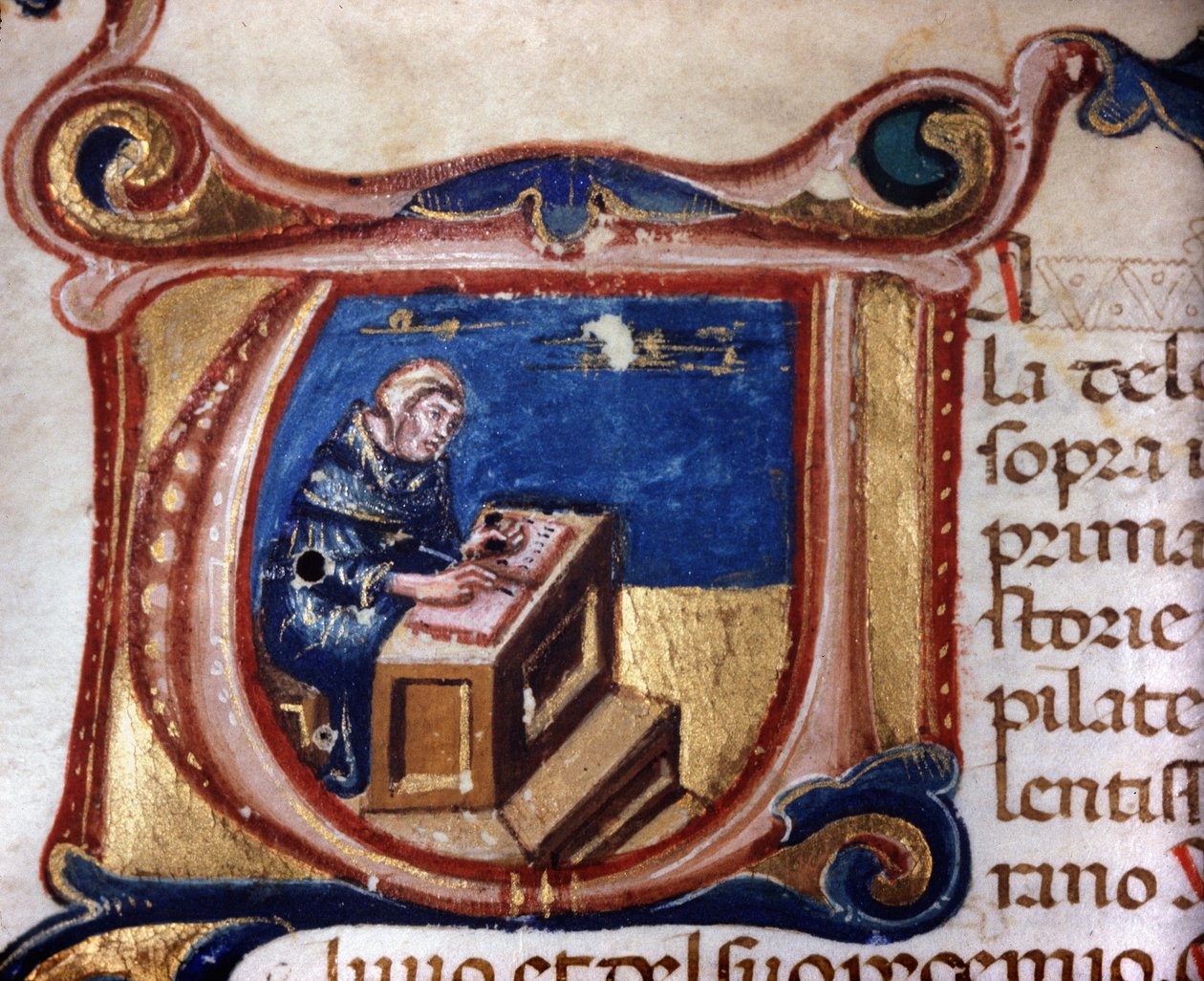 Kopisti munkki. 1300-luvun käsikirjoitus. Biblioteca Trivulziana, Milano tekijältä Unknown artist