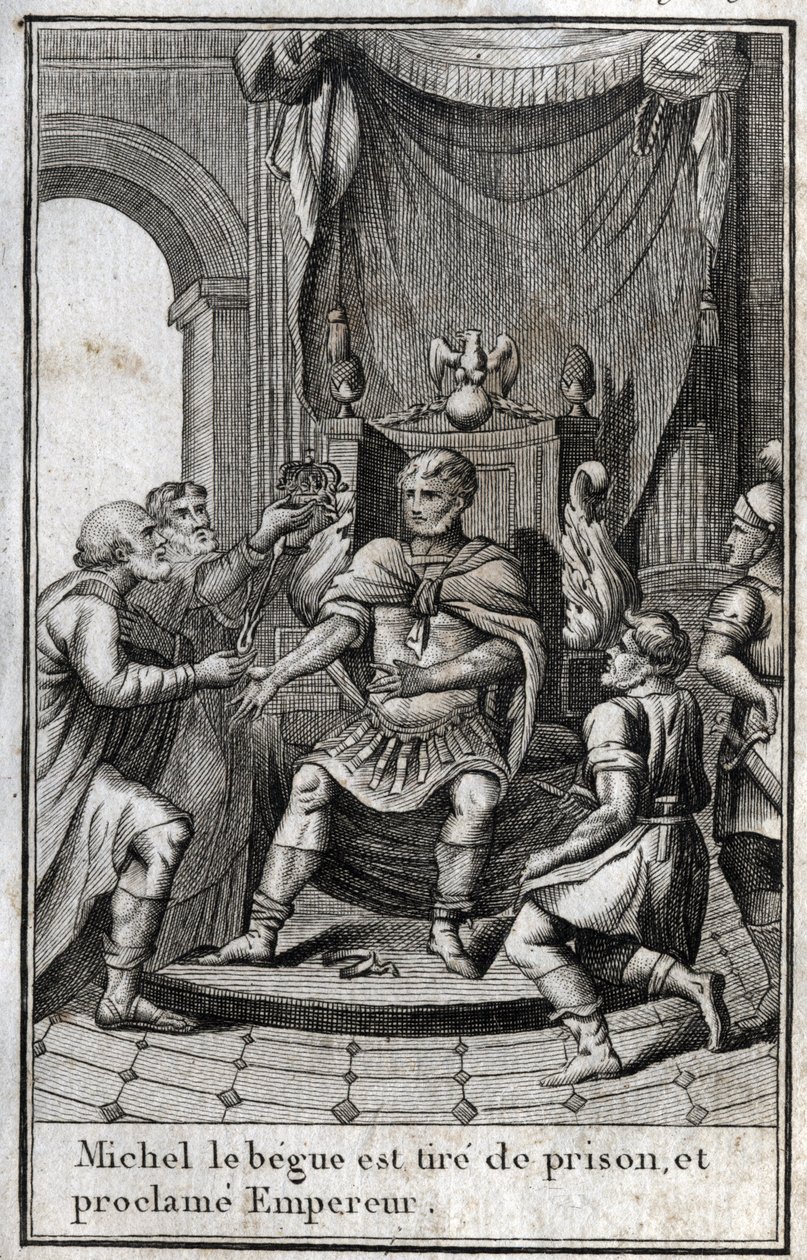 Mikael II Amorian (Begue) (770-829) kruunattiin Bysantin keisariksi hänen vapautumisensa jälkeen vankilasta vuonna 820. Hän on Amorian dynastian perustaja. Kaiverrus "Beaute de l