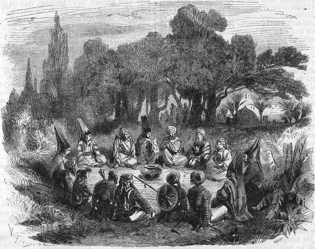 Janissaarien päälliköiden pitämä konsiili Konstantinopolissa noin vuonna 1400. tekijältä Unknown artist
