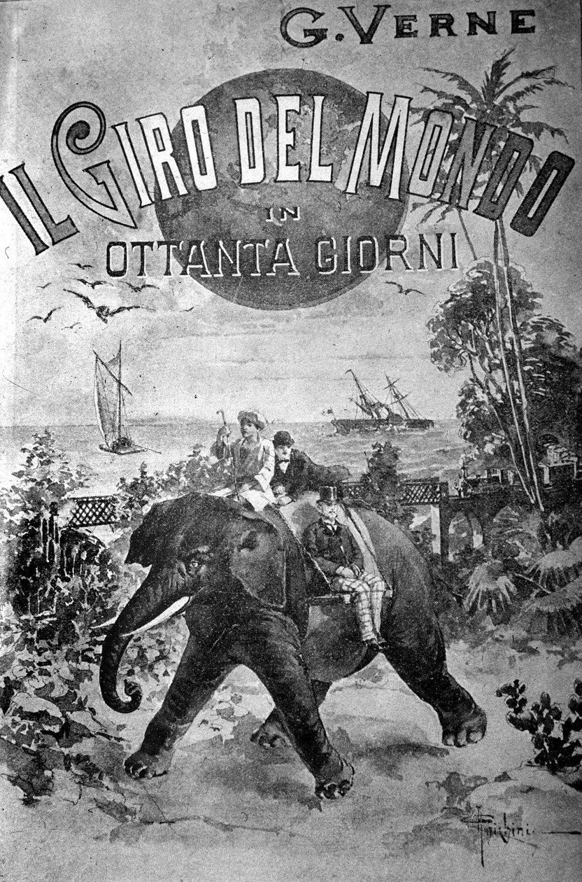 Jules Vernen (1828 - 1905) kansi maailman ympäri 80 päivässä. tekijältä Unknown artist