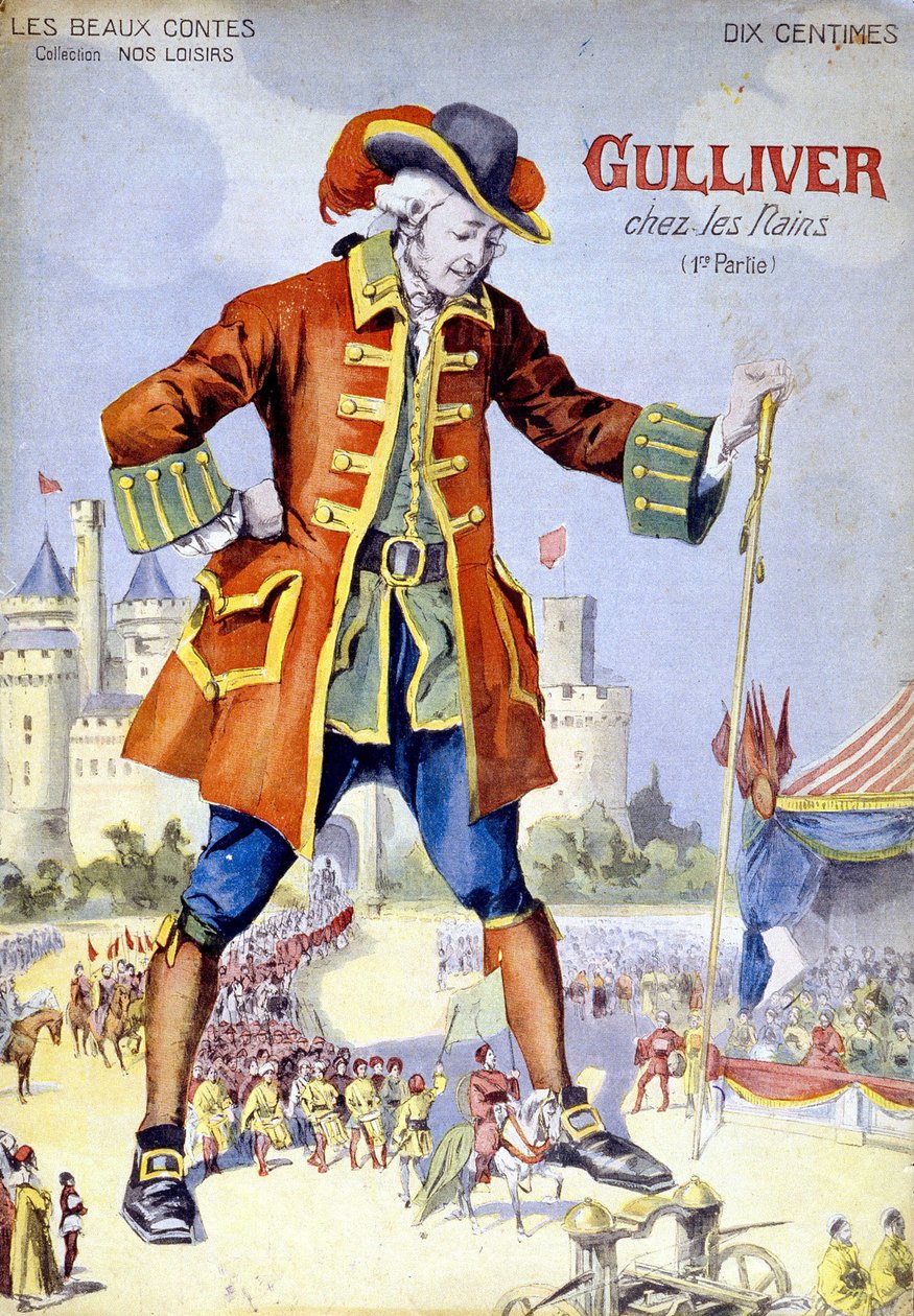 Kansi "Gulliver kääpiöissä (Lilliputiens)". 1800-luvun kuvitus. tekijältä Unknown artist
