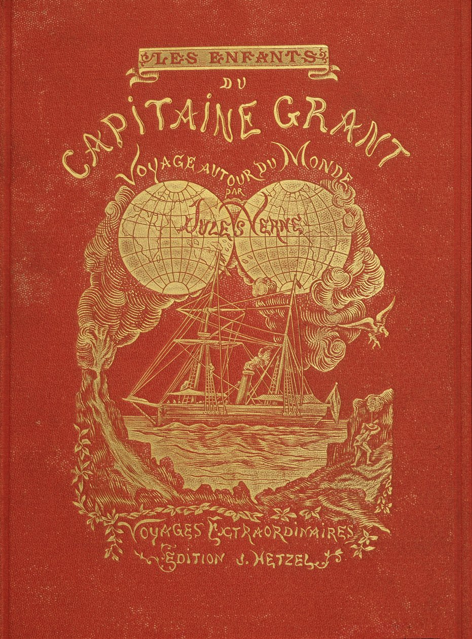 Kansi Jules Vernen kirjasta "The Children of Captain Grant", toim. Hetzel tekijältä Unknown artist