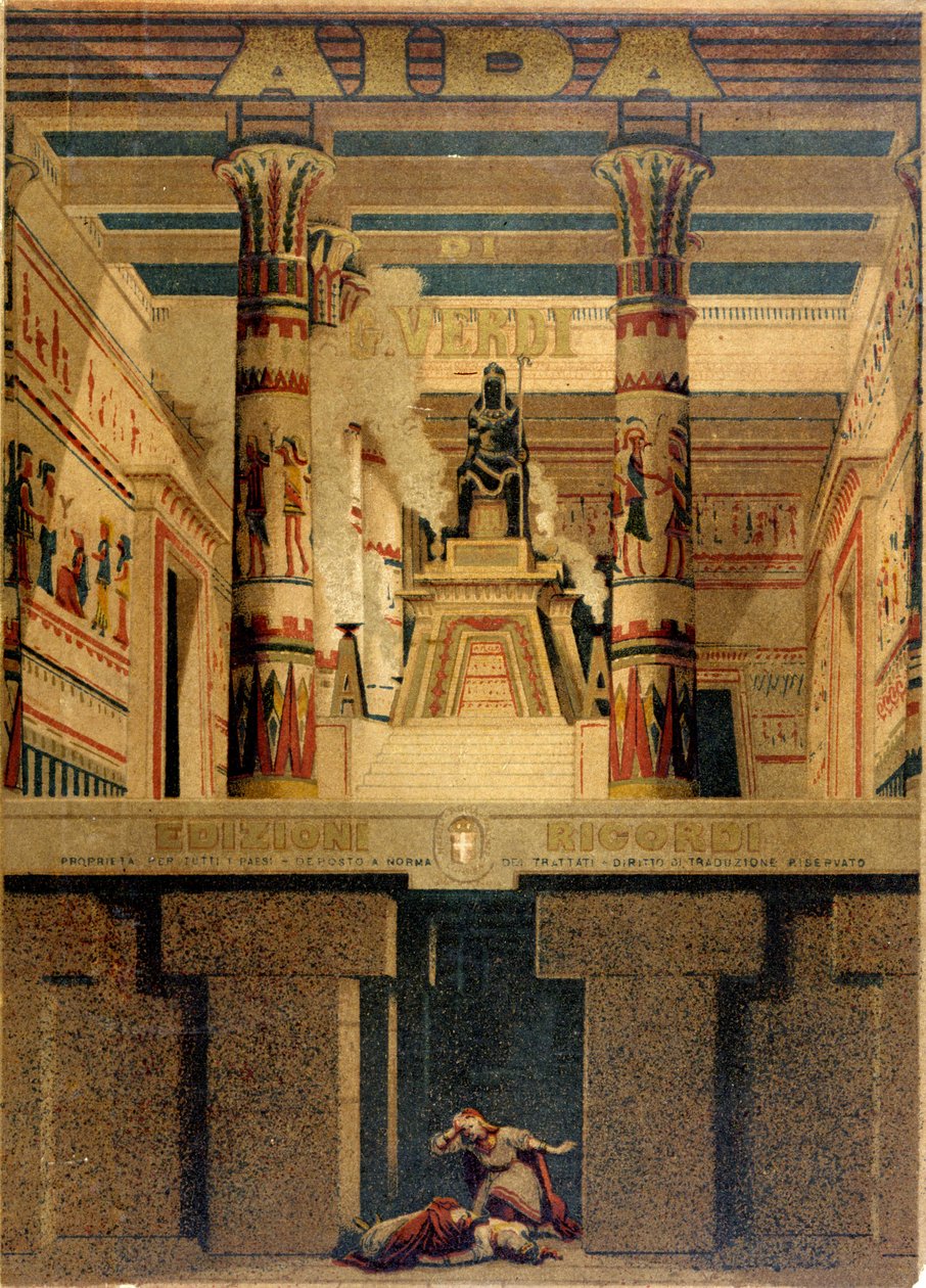 Giuseppe Verdin "" Aida" -kappaleen ensimmäisen partituurin kansi. Ricordi Edition. tekijältä Unknown artist