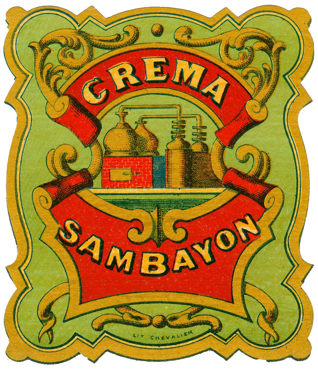 Crema Sambayon -alkoholimainos (kromolitografia, 1800-luvun loppu) tekijältä Unknown artist