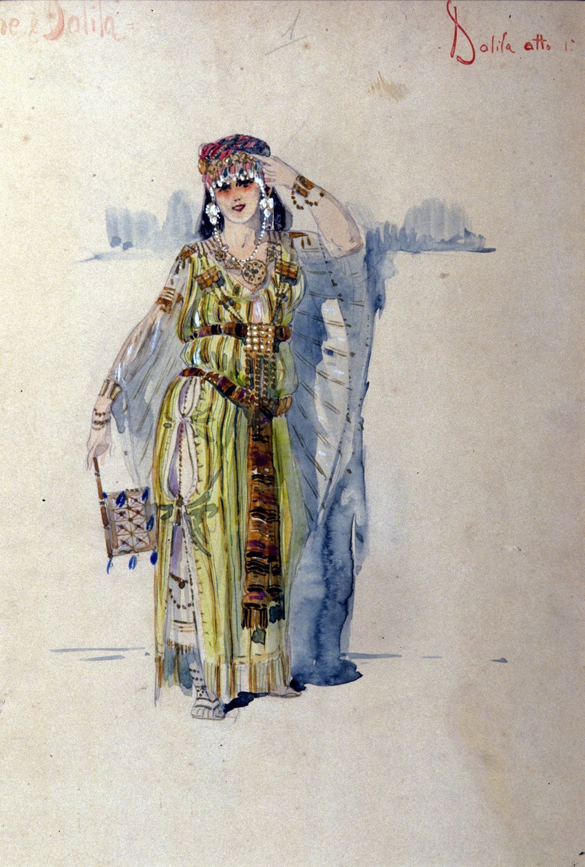 Dalila-asu Camille Saint Saensin (Saint-Saens) oopperan "" Simson ja Dalila"" ensimmäiseen näytökseen. 1877 tekijältä Unknown artist