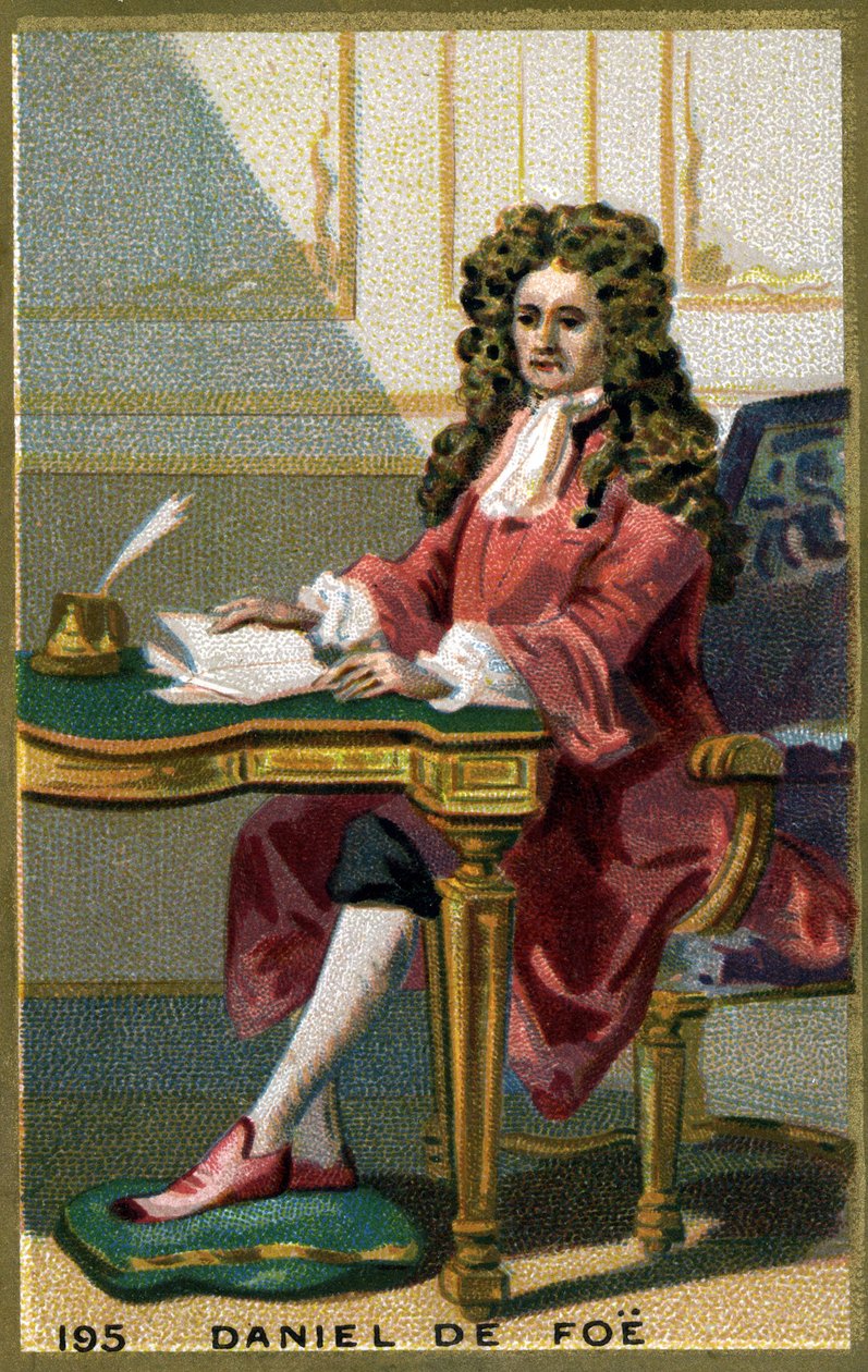 Daniel de Foe tai Defoe (1660 - 1731) englantilainen kirjailija ja pamfletaari. 1800-luvun kromolitografia. tekijältä Unknown artist