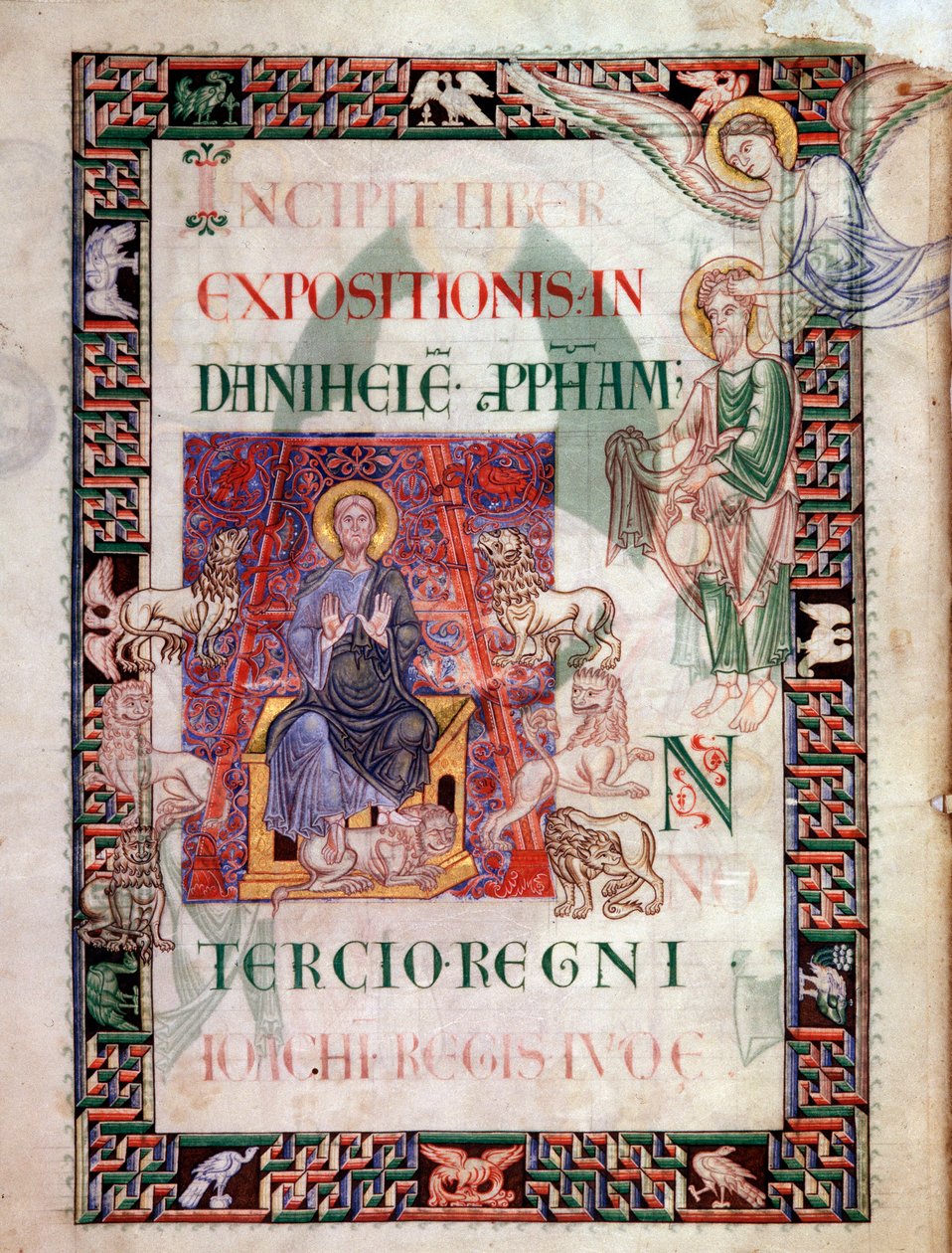 Daniel profeetta Habacucin pelastamassa leijonakuolassa (Habaquq, Habakuk, Habakuk, Abakouk, Havakuk) Miniatyyri otettu käsikirjoituksesta "Ancient History to Cesar", kirjoittanut Saint John of Acre tekijältä Unknown artist