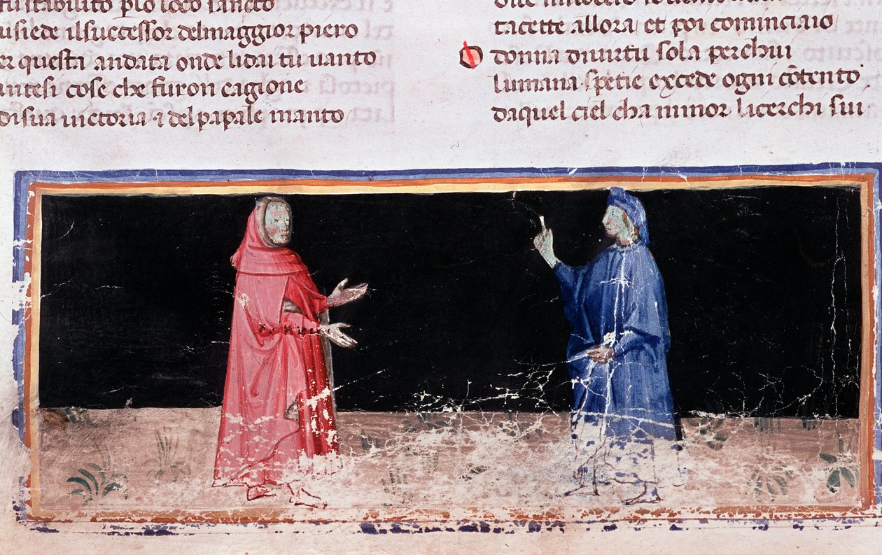 Dante (sininen) ja Vergil (helvetin laulu 3, jumalaisessa komediassa) (Pienoismalli) tekijältä Unknown artist