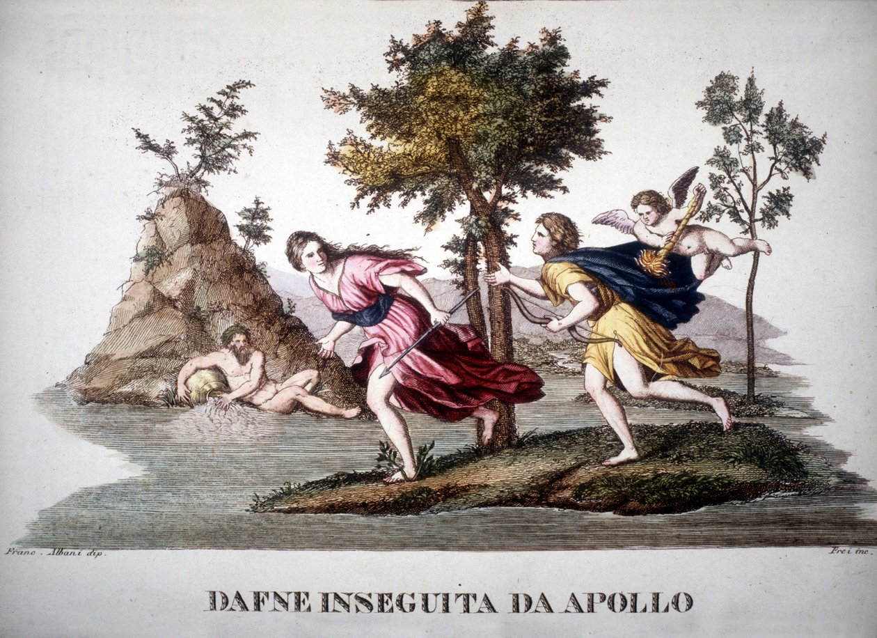 Apollon jahtaa Daphnea - mytologisessa sanakirjassa tekijältä Unknown artist