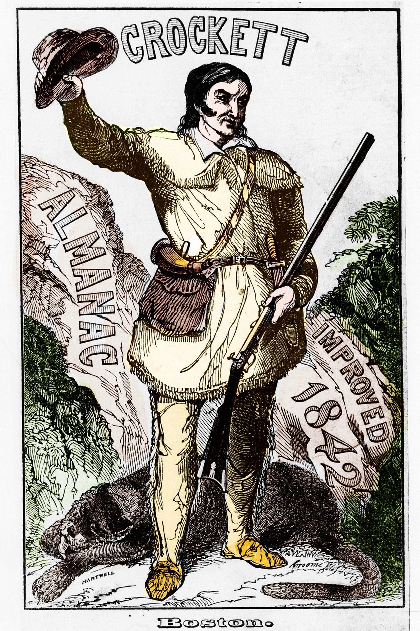 David Crockett (1786-1836), amerikkalainen pioneeri - Almanakka tekijältä Unknown artist