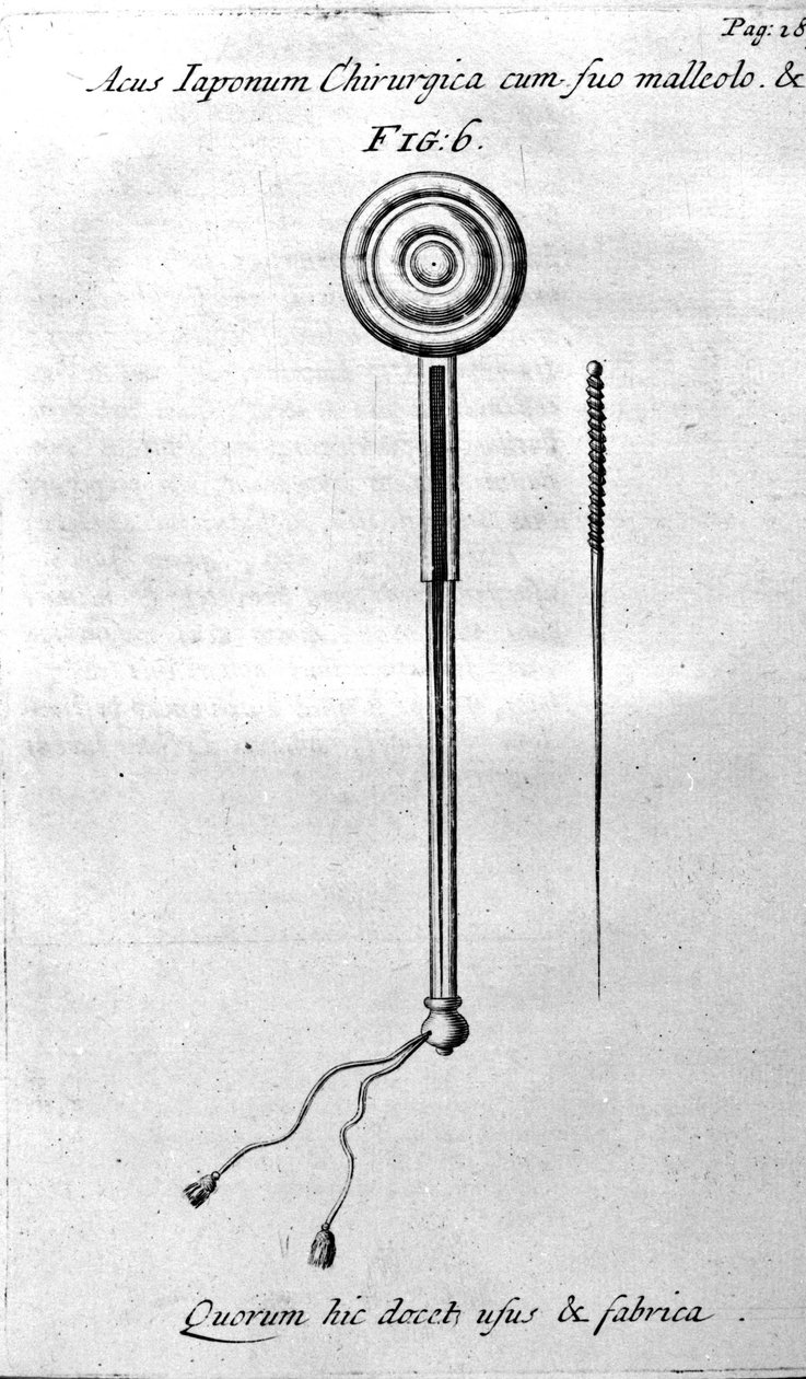 De Acupunctura, kirjoittanut W.Ten Rhijn. Lontoo 1683. Ensimmäinen akupunktiota käsittelevä länsimainen teksti. tekijältä Unknown artist