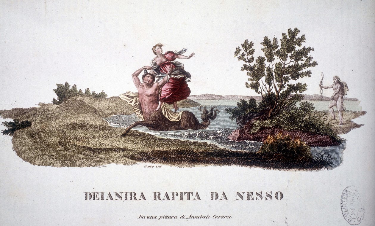 Kentauri Nessus (Nessos) poistama Deaniren - kaiverrus tekijältä Unknown artist