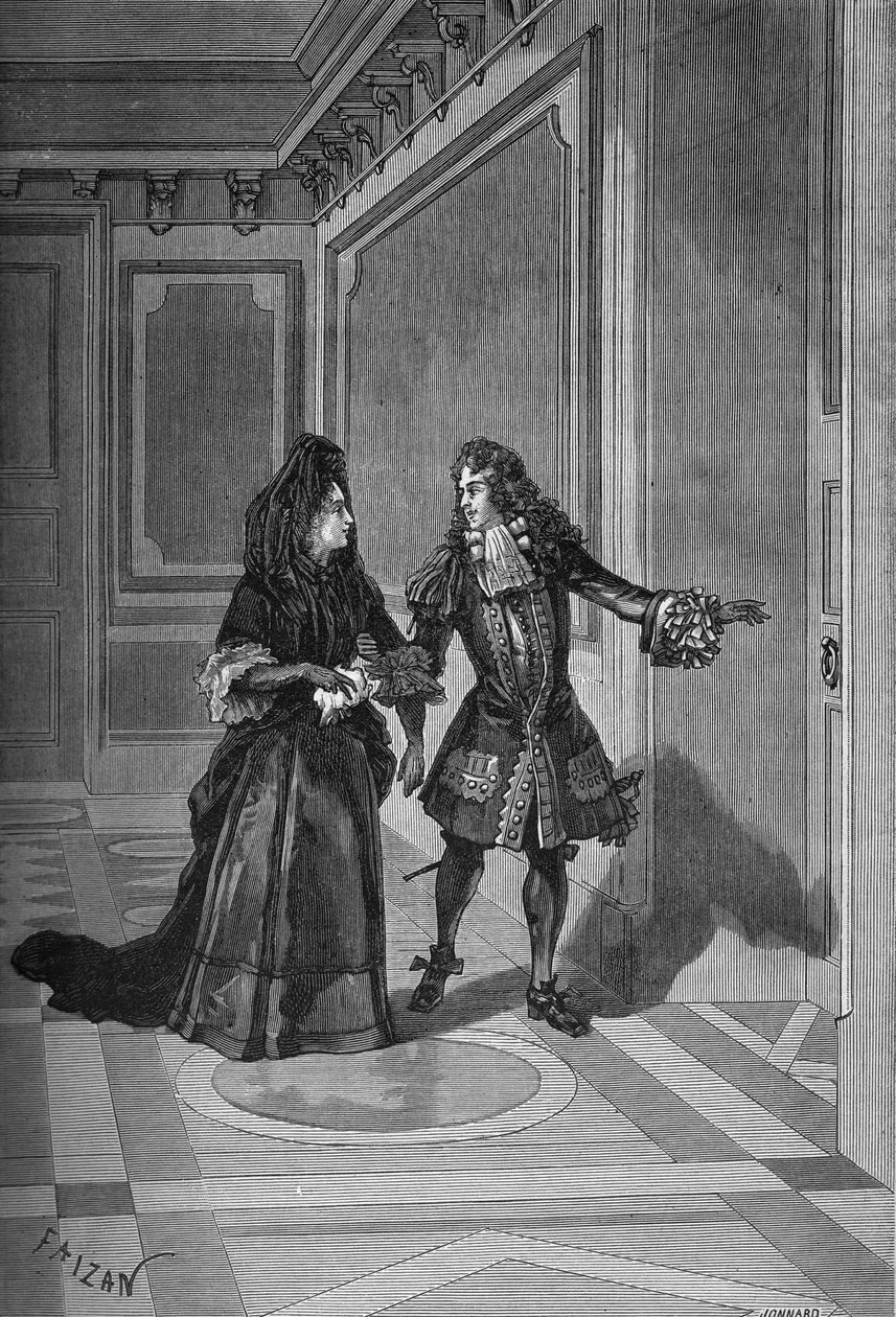 Ranskan kuningattaren Marie Theresen (Marie-Theresen) kuolema 30. heinäkuuta 1683: herra de la Rochefoucauld pyytää Madame de Maintenonia (Francoise d