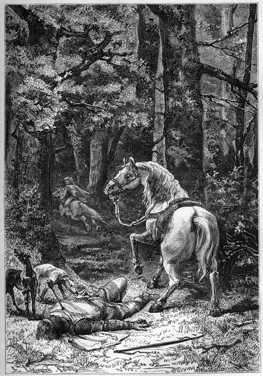 Rufus, William Punainen (kuningas Vilhelm II) kuoli nuolella metsästäessään New Forestissa tekijältä Unknown artist