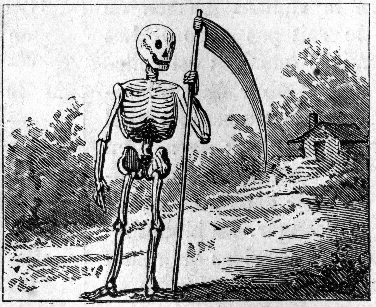 Kuolema esitettiin väärennöksellä. 1860 kaiverrus. tekijältä Unknown artist