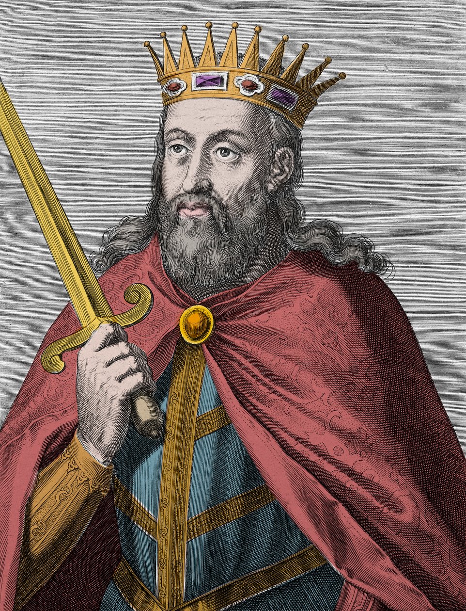 Denis Portugalilainen (viljelijäkuningas) - Portugalin Denis I (1261-1325) (viljelijä - kuningas trubaduuri - isänmaan isä - liberaali) Kaiverrus tekijältä Unknown artist