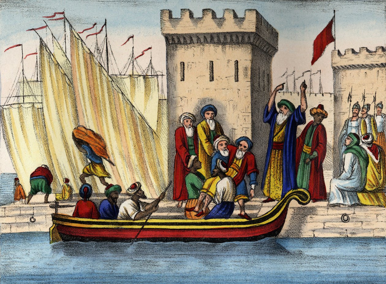 Algerian maurien lähtö ranskalaisten kolonisaation jälkeen tekijältä Unknown artist