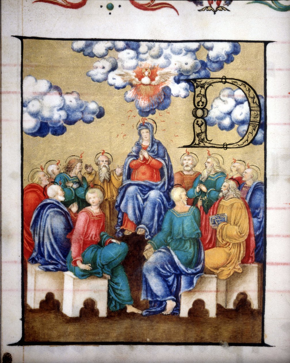 Pyhän Hengen laskeutuminen. Lodin kruunaaman Neitsytkirkon kuoro, pienoismalli 1400-luvulta. tekijältä Unknown artist