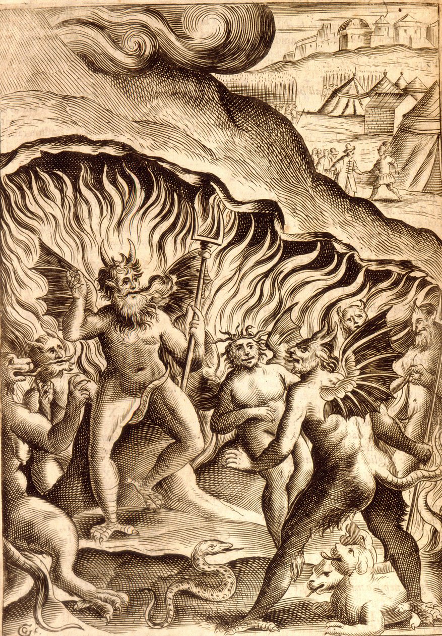 Kuvaus helvetistä 1600-luvun teoksen jälkeen. tekijältä Unknown artist