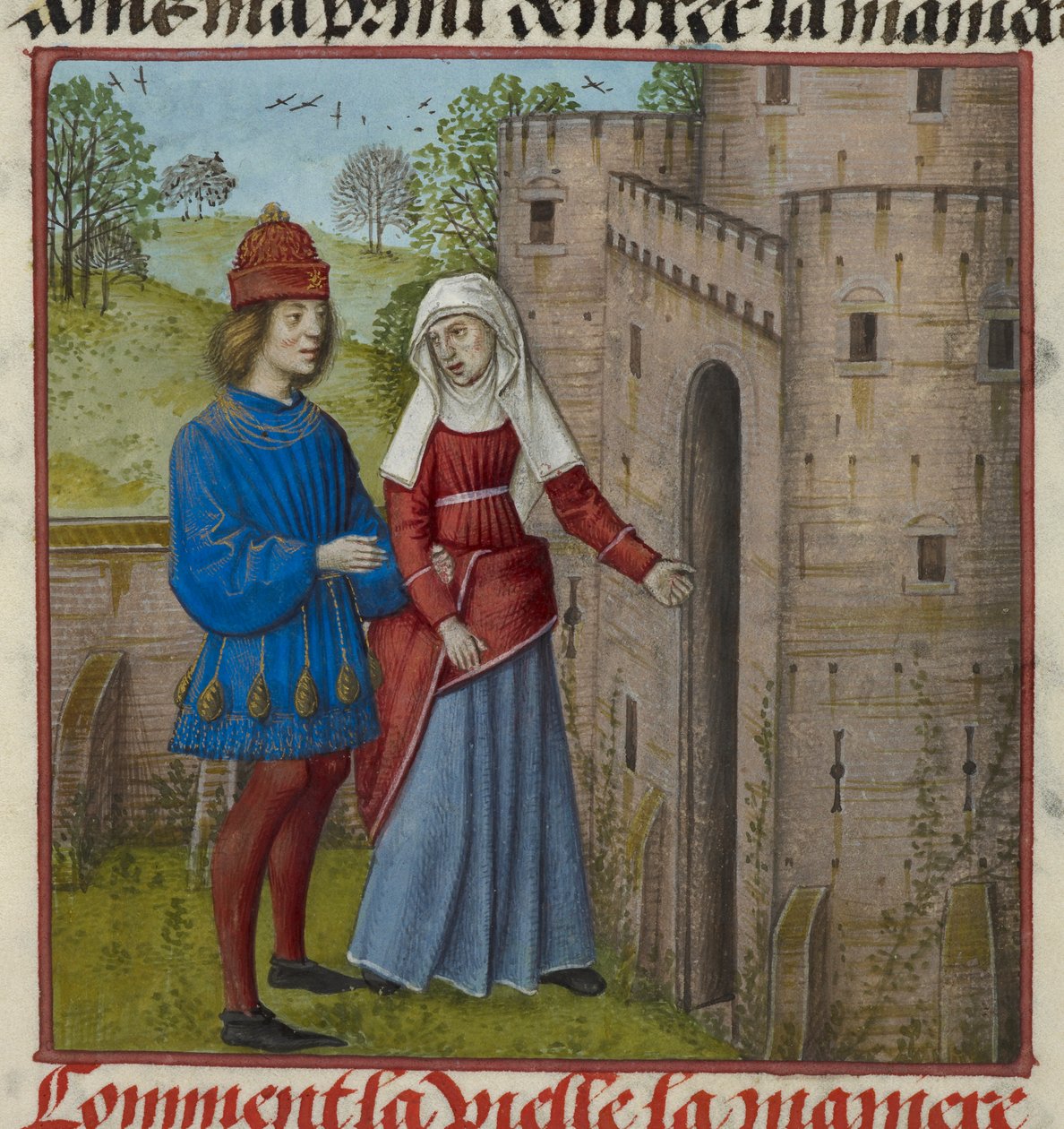 Detalhe de uma miniatura do Amante e la Vieille (a Duenna), de 