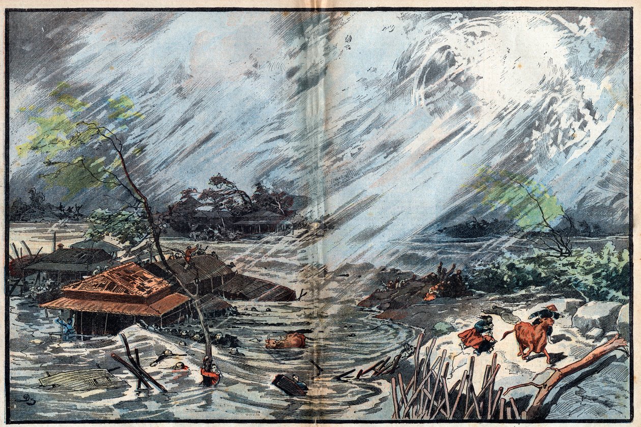 Tsunamin aiheuttama tuho Sanrikussa, Japanissa tekijältä Unknown artist