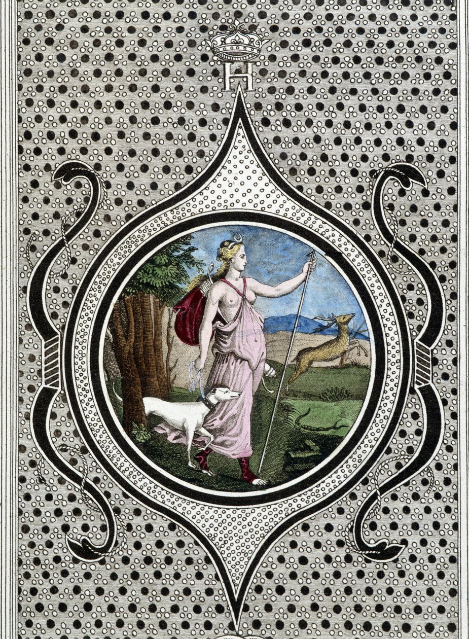 Diane (Artemis) metsästäjä. 1800-luvun kaiverrus tekijältä Unknown artist