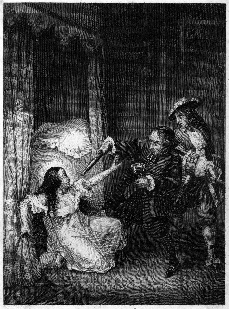 Diane de Joannis de Châteaublanc de Roussan, Gangesin markiisi (1635-1667), jonka murhasivat hänen kaksi veljeään, apotti ja Gangesin ritari. Kaiverrus vuodelta 1847. tekijältä Unknown artist