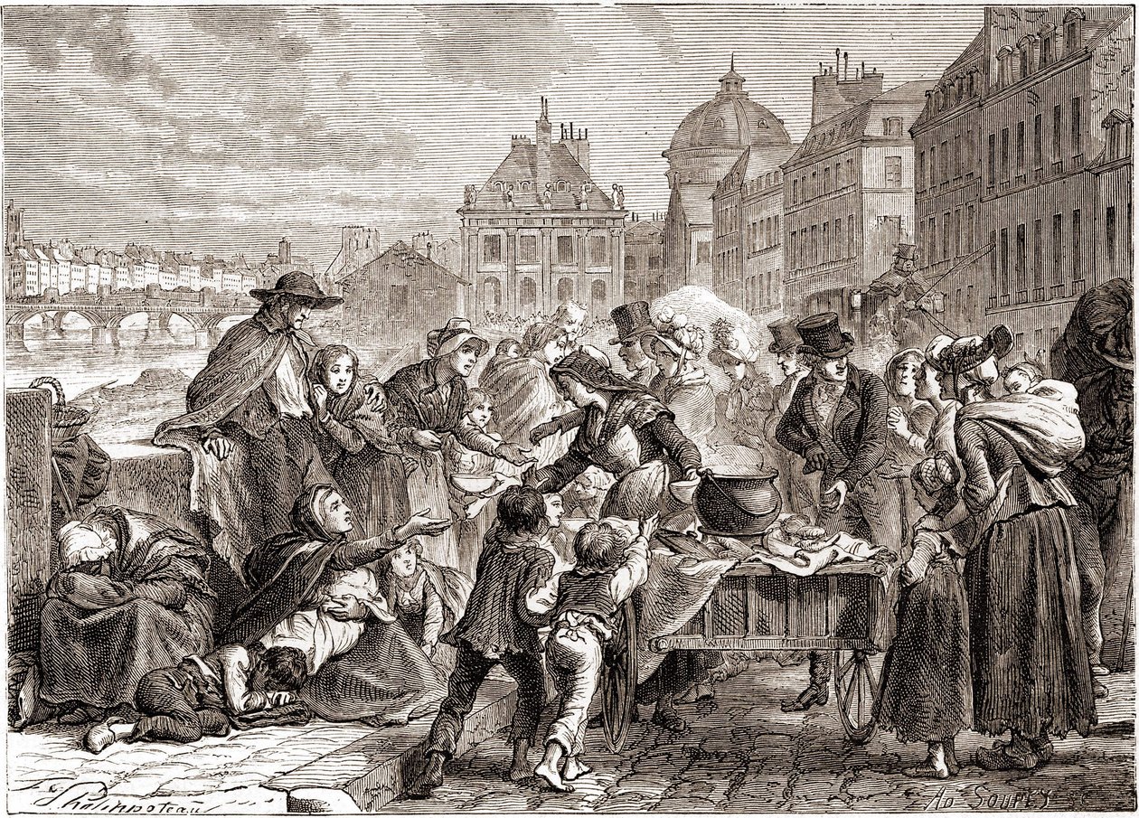 Ruoan jako nälkäisille talonpojille noin 1820 - Henri Martinin "" L
