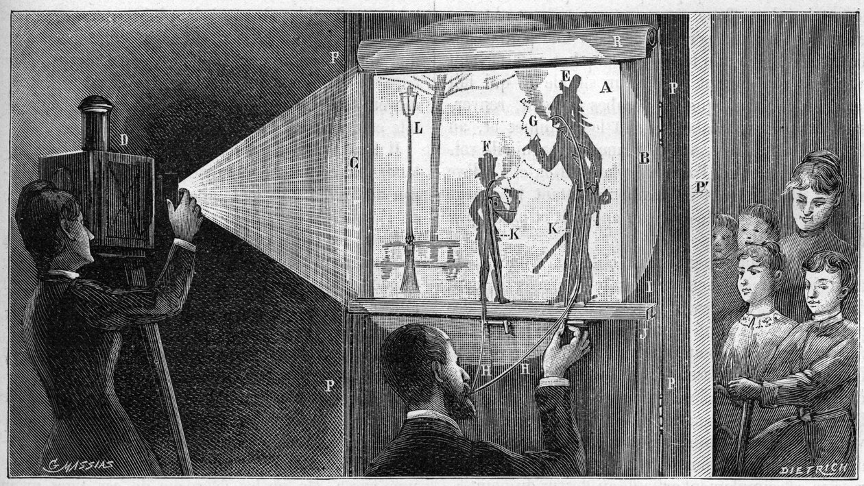 Du feu please - shadbres-teatterin kulissien takana - kaiverrus "" La nature"" vuodelta 1892. tekijältä Unknown artist