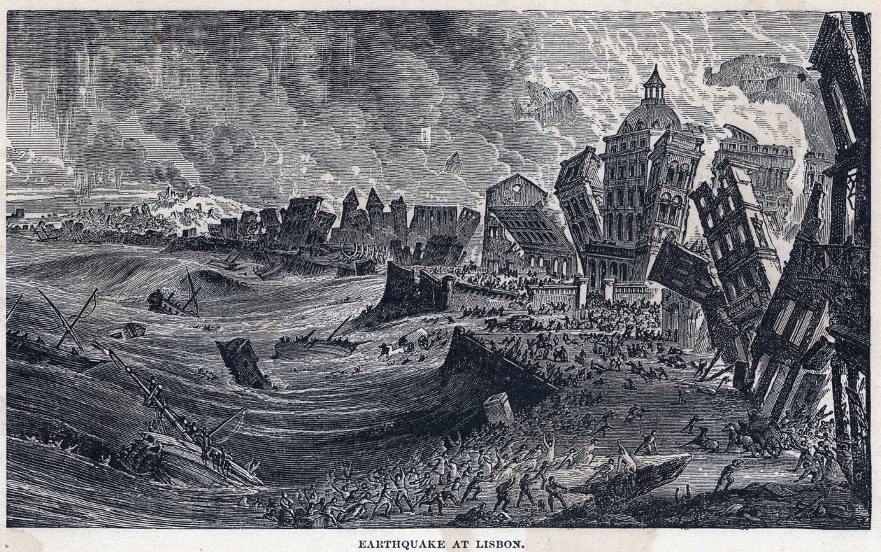 Maanjäristys Lissabonista Portugaliin 1.11.1755 tekijältä Unknown artist