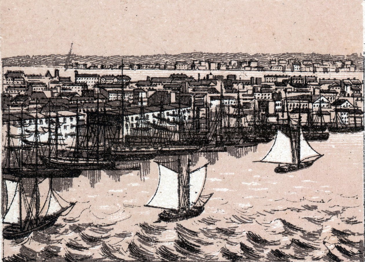 East River a New York Yhdysvalloissa teoksessa "Maailma havainnollistaa 168 näkymää" Päiväämätön (1800-luvun loppu) tekijältä Unknown artist