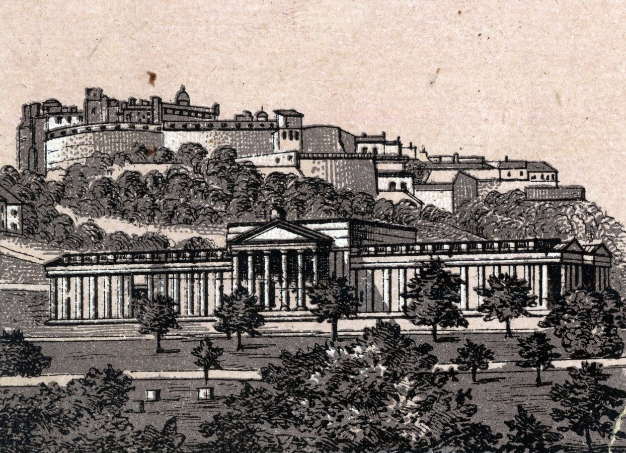 Edinburgh, Skotlanti: näkymä Edinburghin kansallisgalleriasta. kirjassa "" Maailma havainnollistaa 168 näkymää"" Päiväämätön (1800-luvun loppu) tekijältä Unknown artist