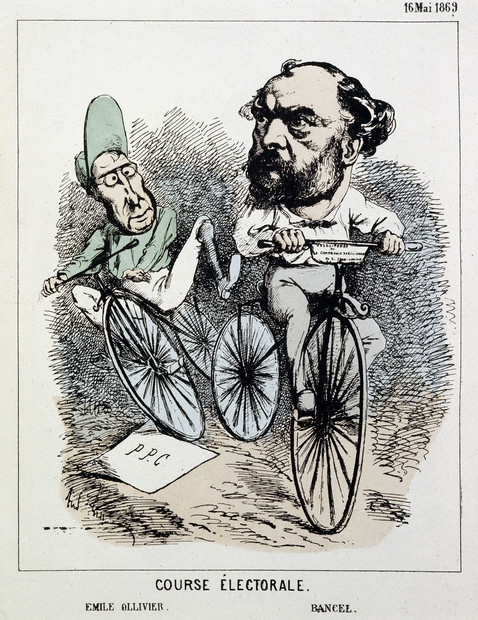 Pyörän vaalikilpailu: Emile Ollivier ja Bancel tekijältä Unknown artist